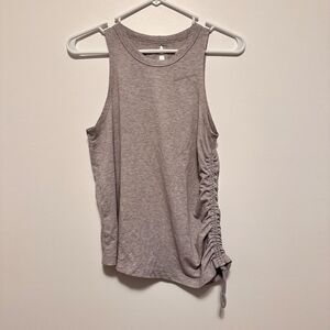 Nike Womens Miler Running Tank Shirt Cinched Side Gray Sz XS Gym Active Athletic